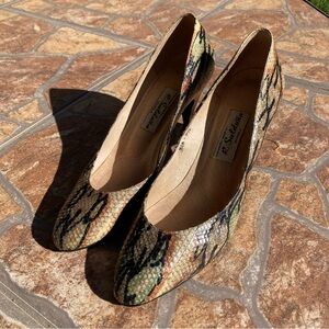 Vintage Croc Embossed Snakeskin-Patterned Heels